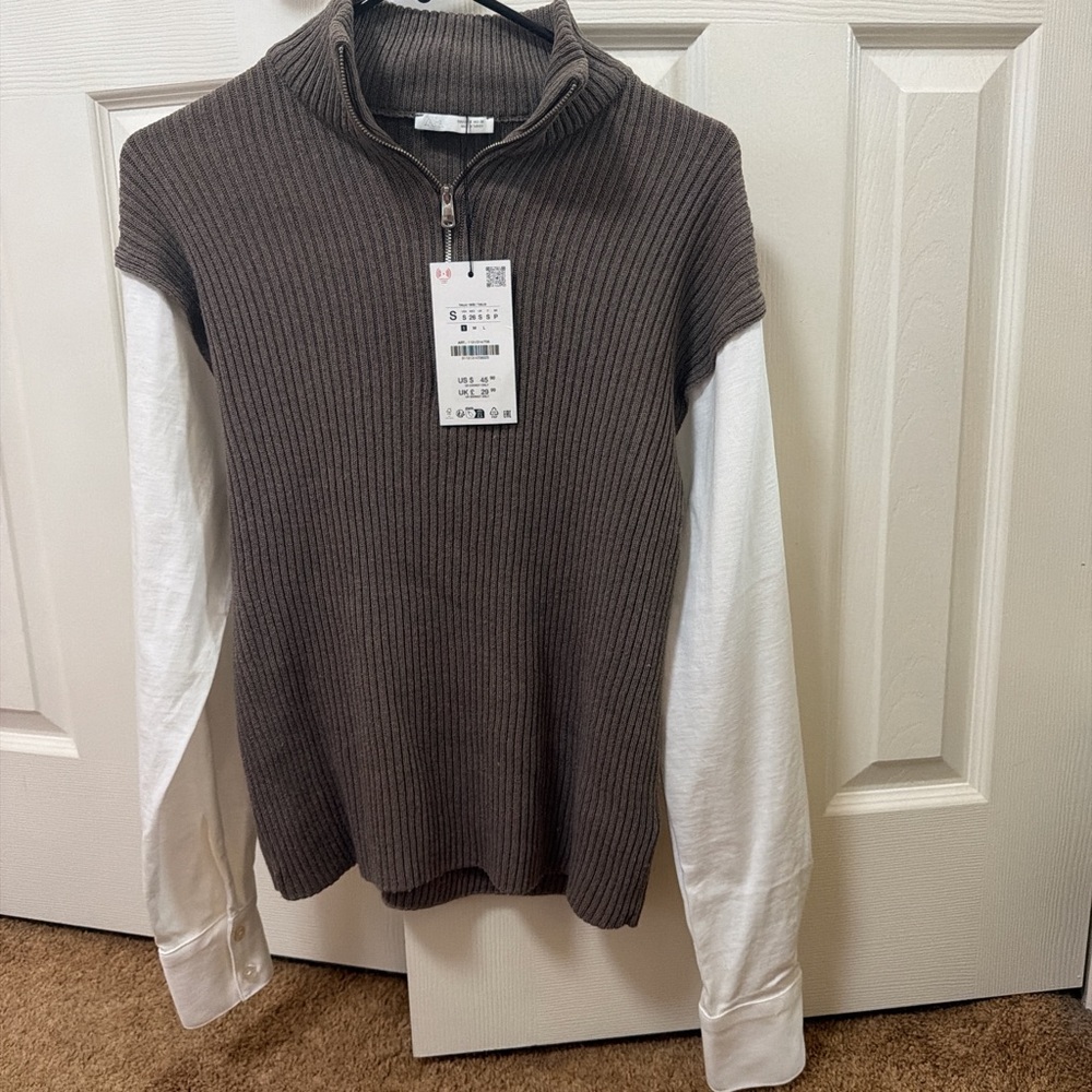 Zara gray and white sweater